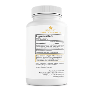 Bravenly Gold Turmeric Apple Cider Vinegar Dietary Supplement 60 Capsules — photo 2